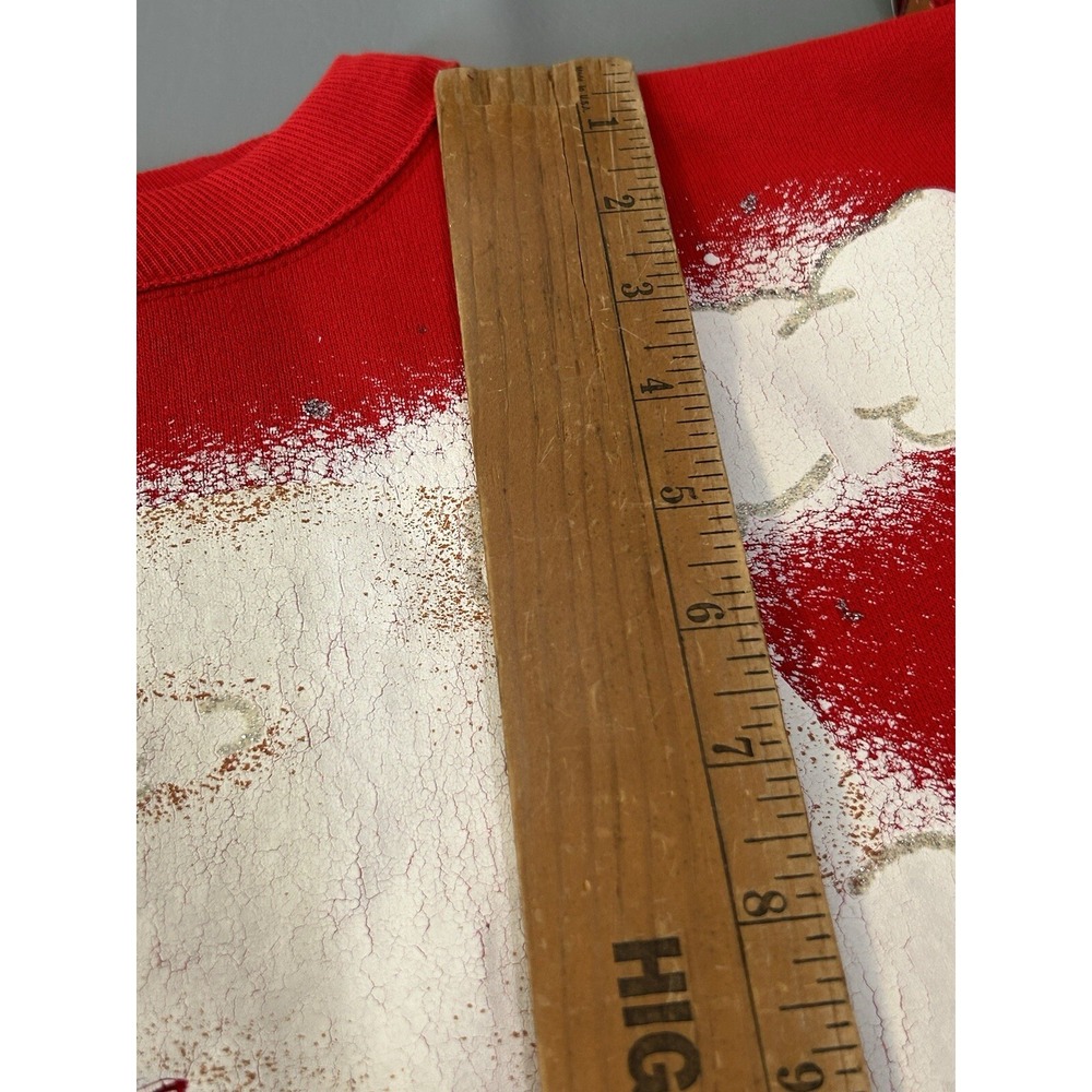 Christmas Sweatshirt Adult Extra Large Embroidered Puff Print 80s Santa AOP - Picture 12 of 14